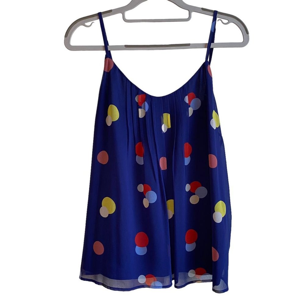Cremieux Women's Blue Polka Dot Strappy Tank Top Sleeveless Size S
